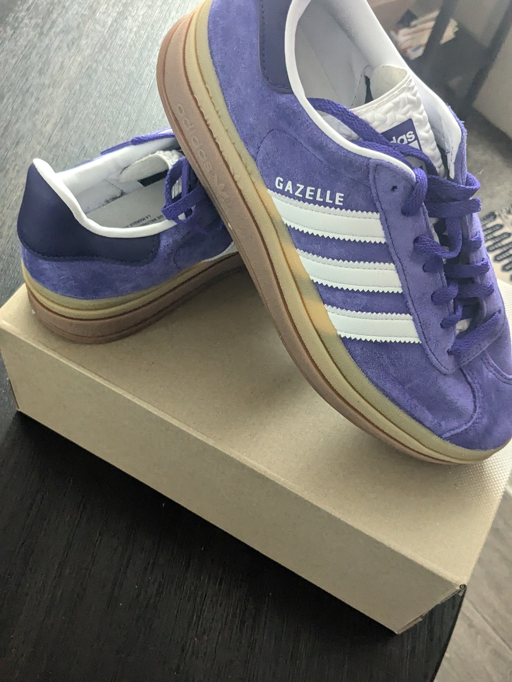 Worn once! 💜 Adidas Gazelle Purple Suede Platform Sneakers